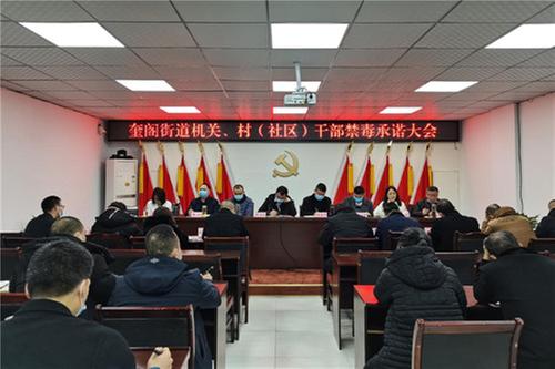 奎阁街道全体党员干部签订《禁毒承诺书》