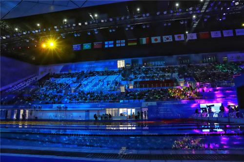 灯光秀＋川剧变脸，燃爆简阳赛区跳水场馆