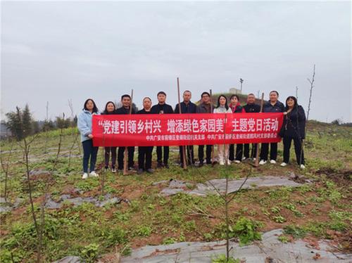 广安经开区奎阁街道机关党支部开展“党建引领乡村兴·增添绿色家园美”主题党日植树活动