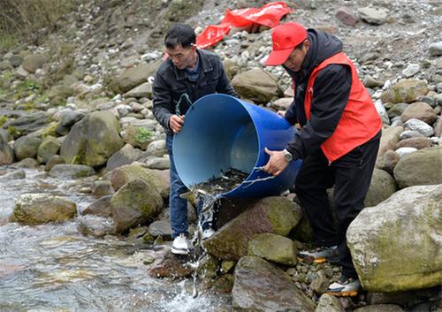 洪雅县开展瓦屋山周公河流域春季增殖放流活动